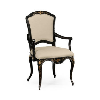 Black & Gilded Floral Arm Chair