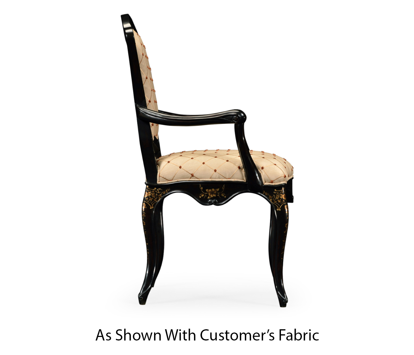 Black & Gilded Floral Arm Chair