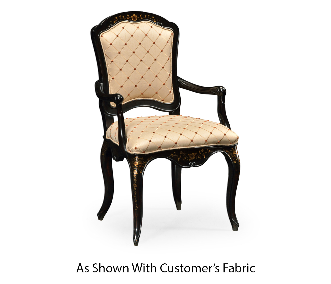 Black & Gilded Floral Arm Chair