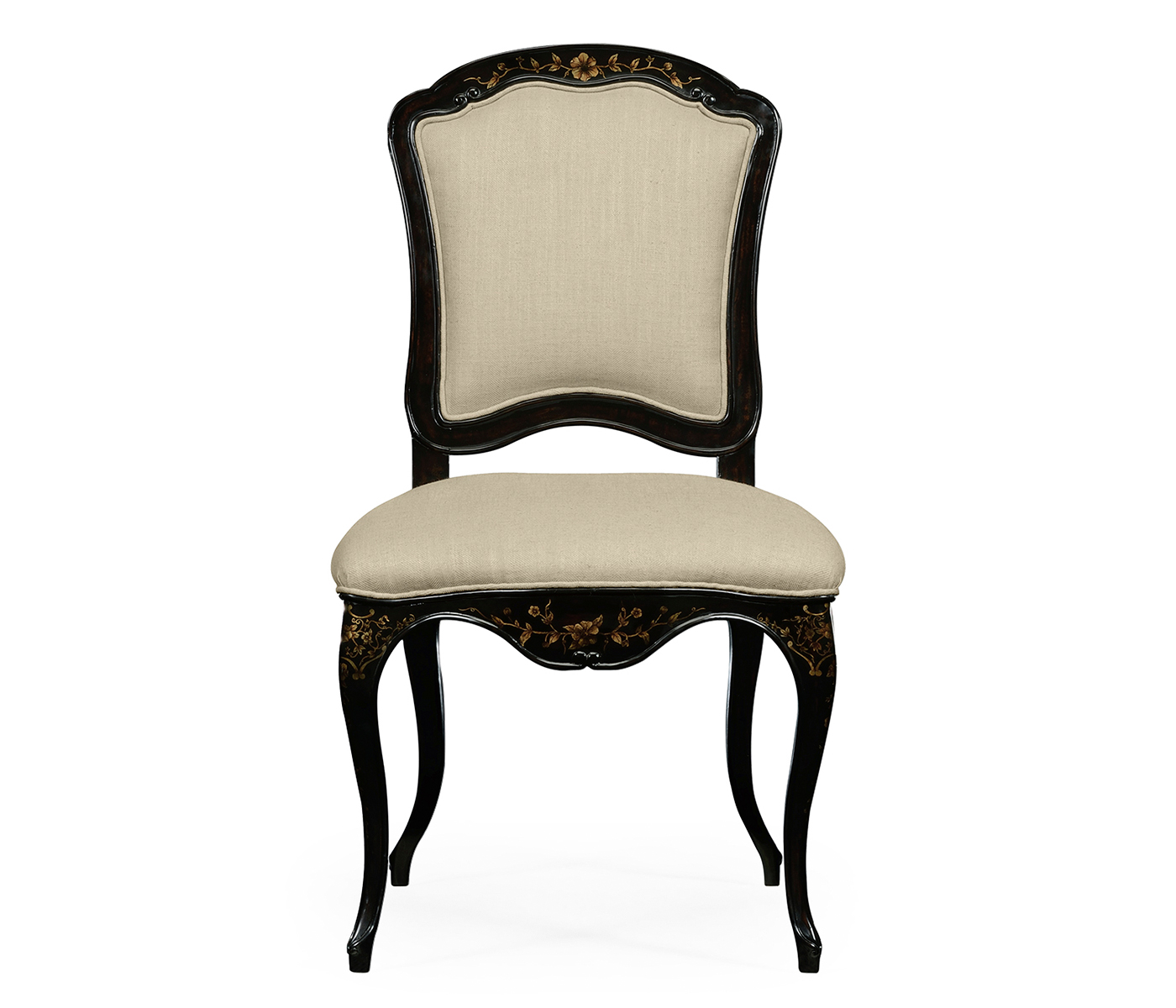 Black & Gilded Floral Side Chair