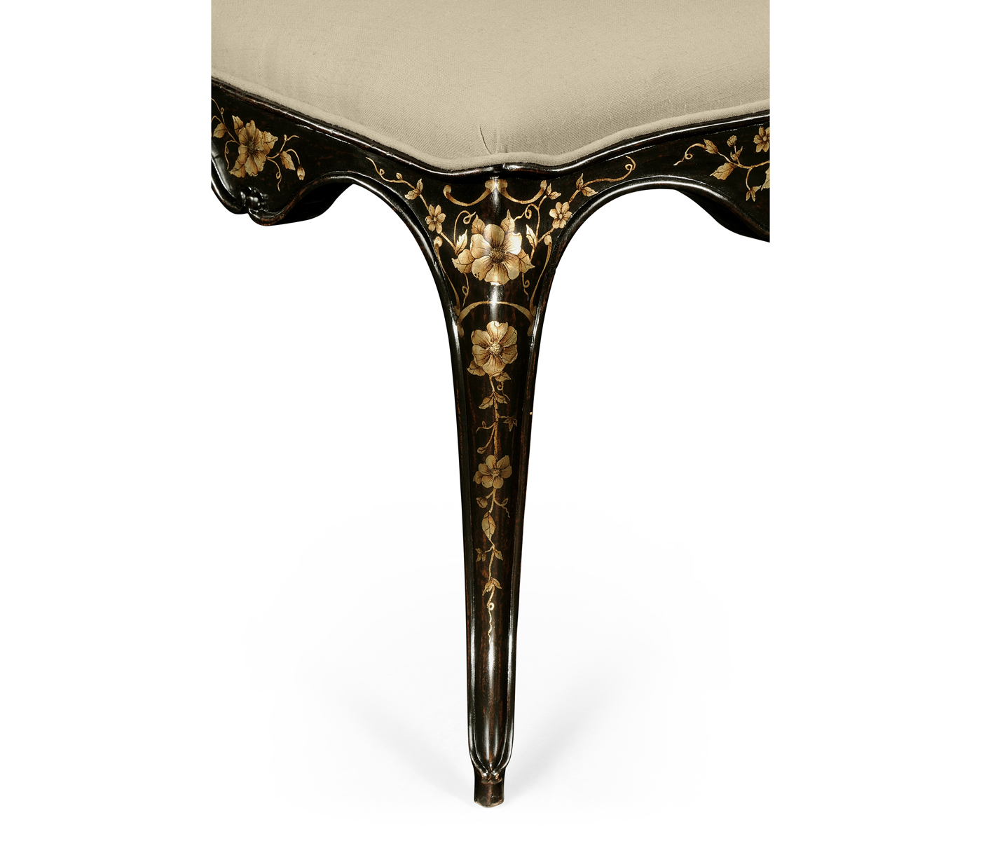 Black & Gilded Floral Side Chair