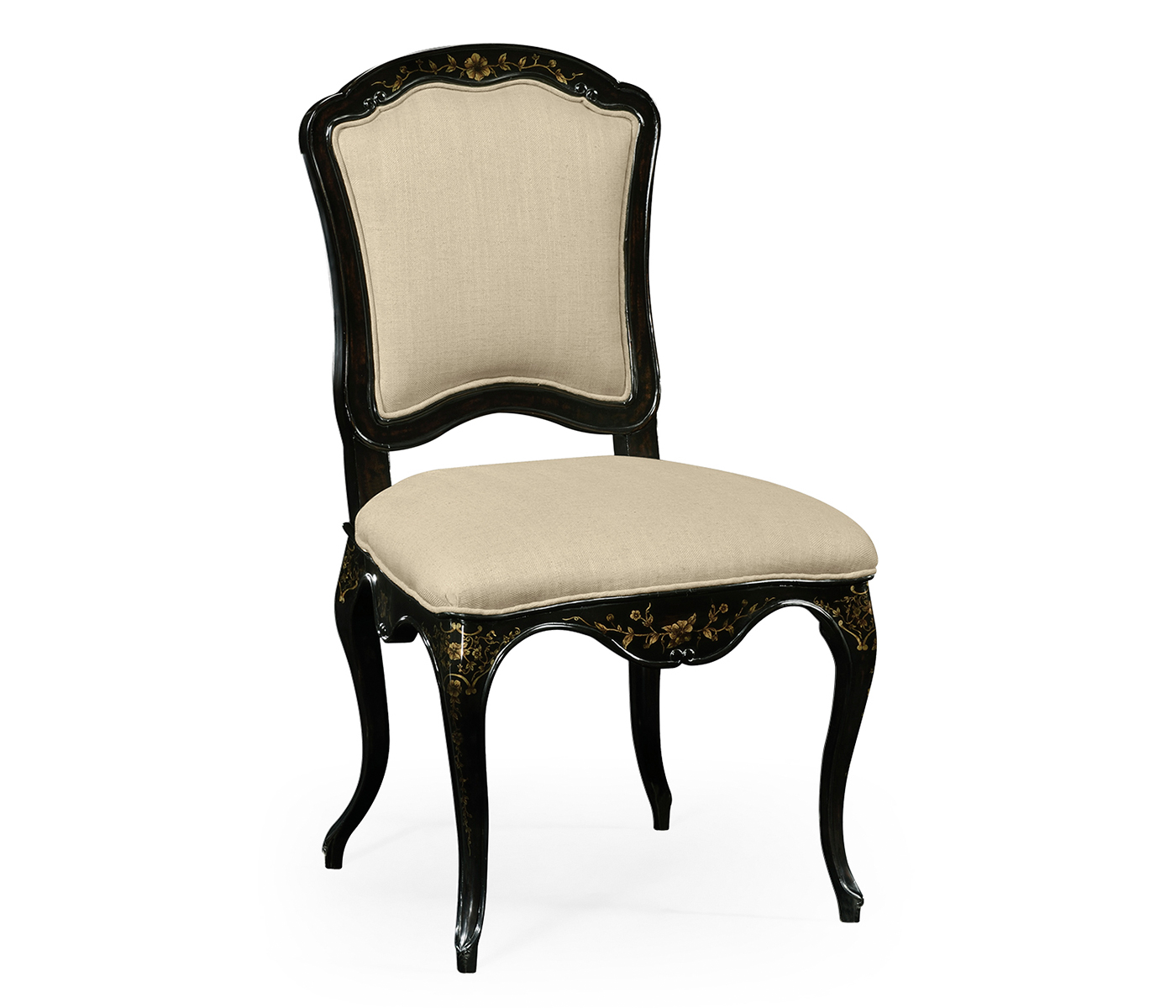 Black & Gilded Floral Side Chair
