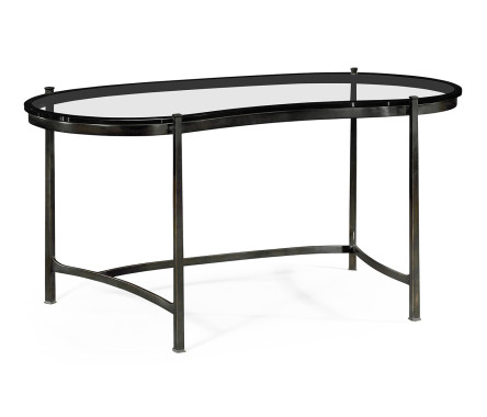 Bronze Kidney Desk with Glass Top
