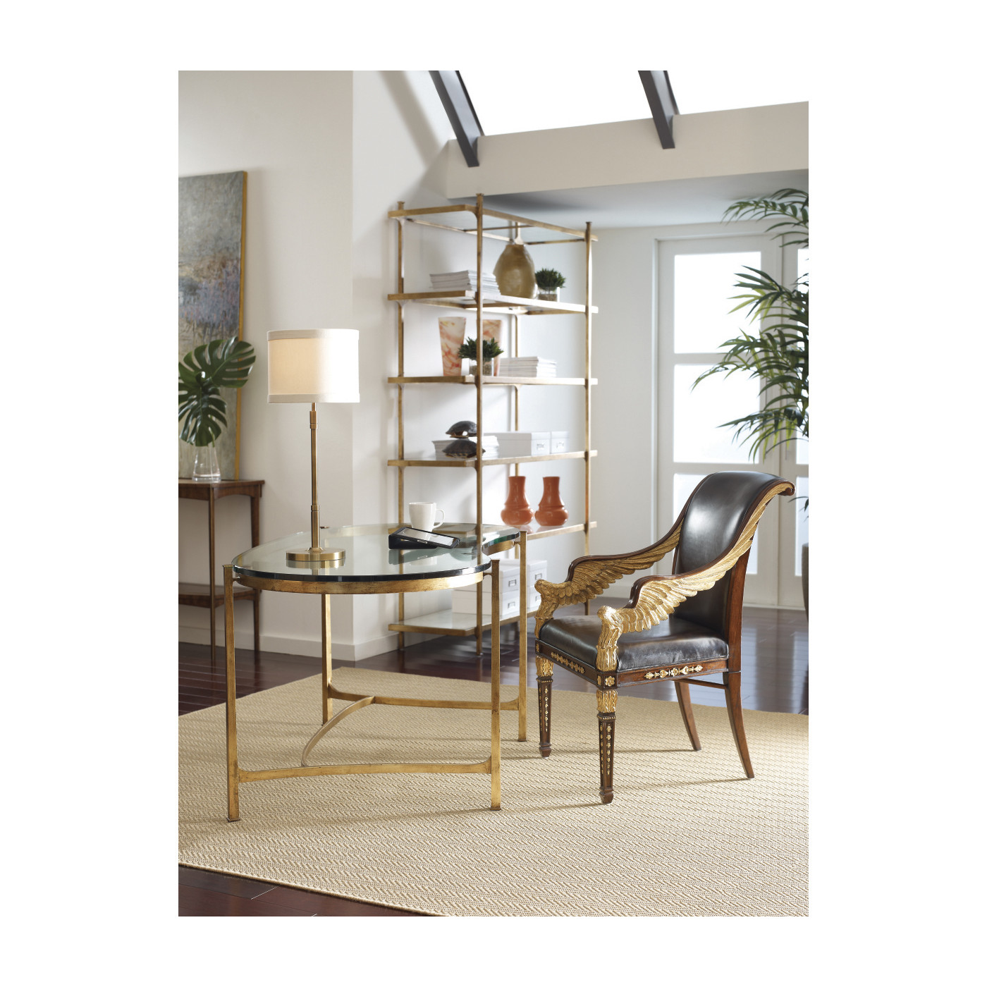 Gilded Kidney Desk with Glass Top