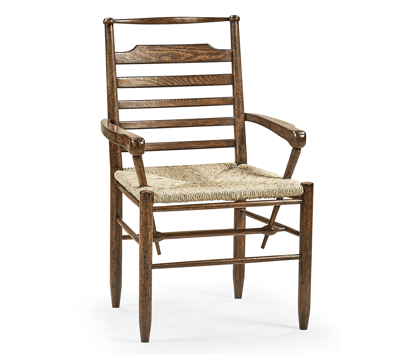 Dark Oak Ladder Back Country Arm Chair