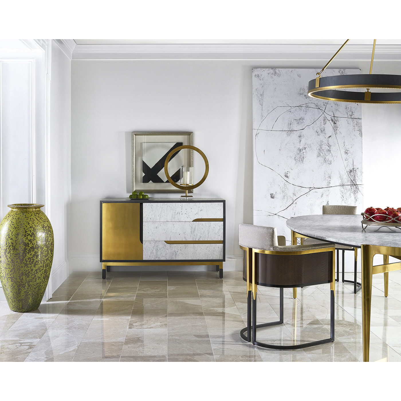 Églomisé & Bronze Circular Tray