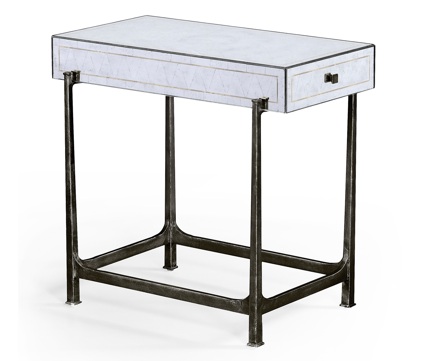 Églomisé & Bronze Iron Box Top Side Table