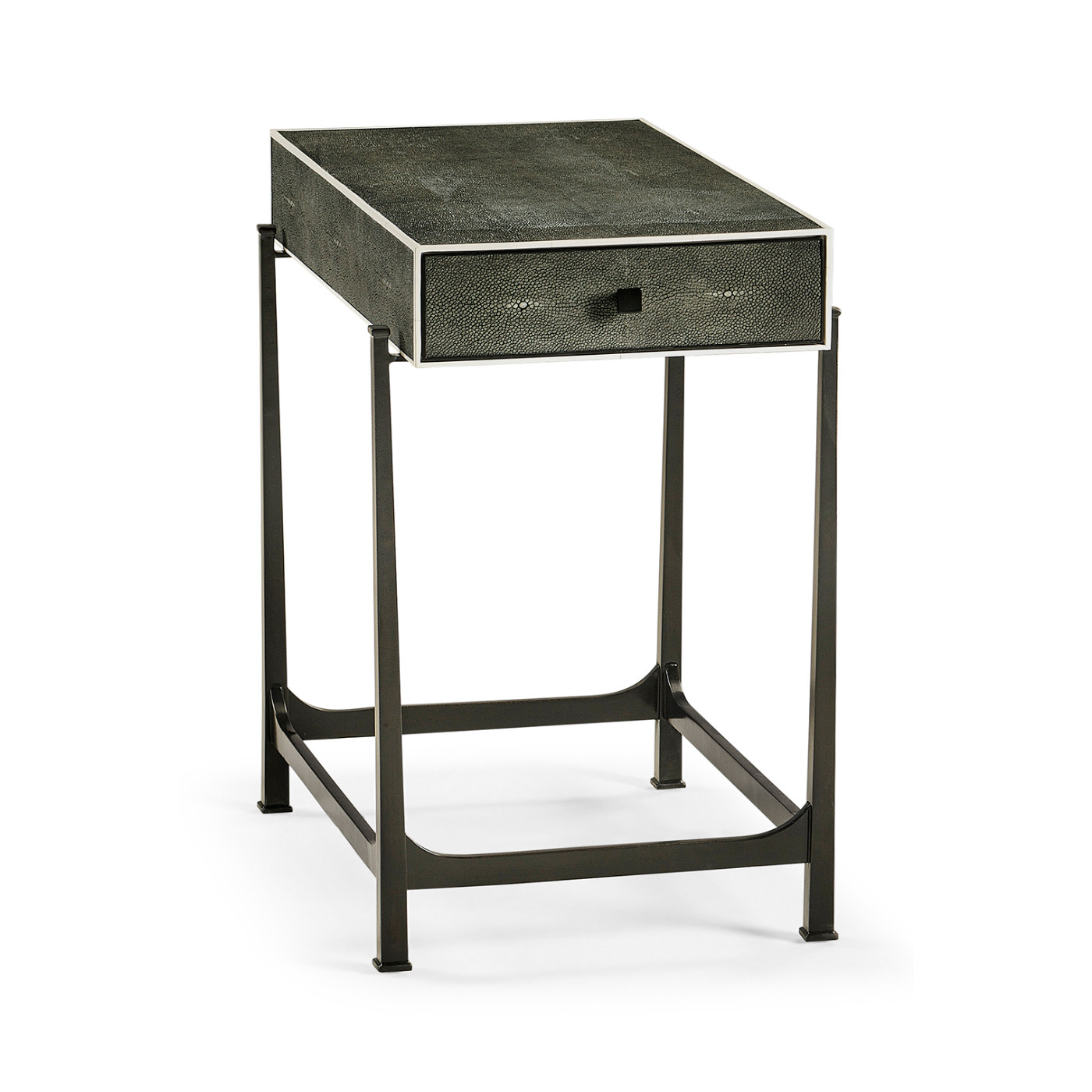 Anthracite Faux Shagreen & Bronze Iron Side Table