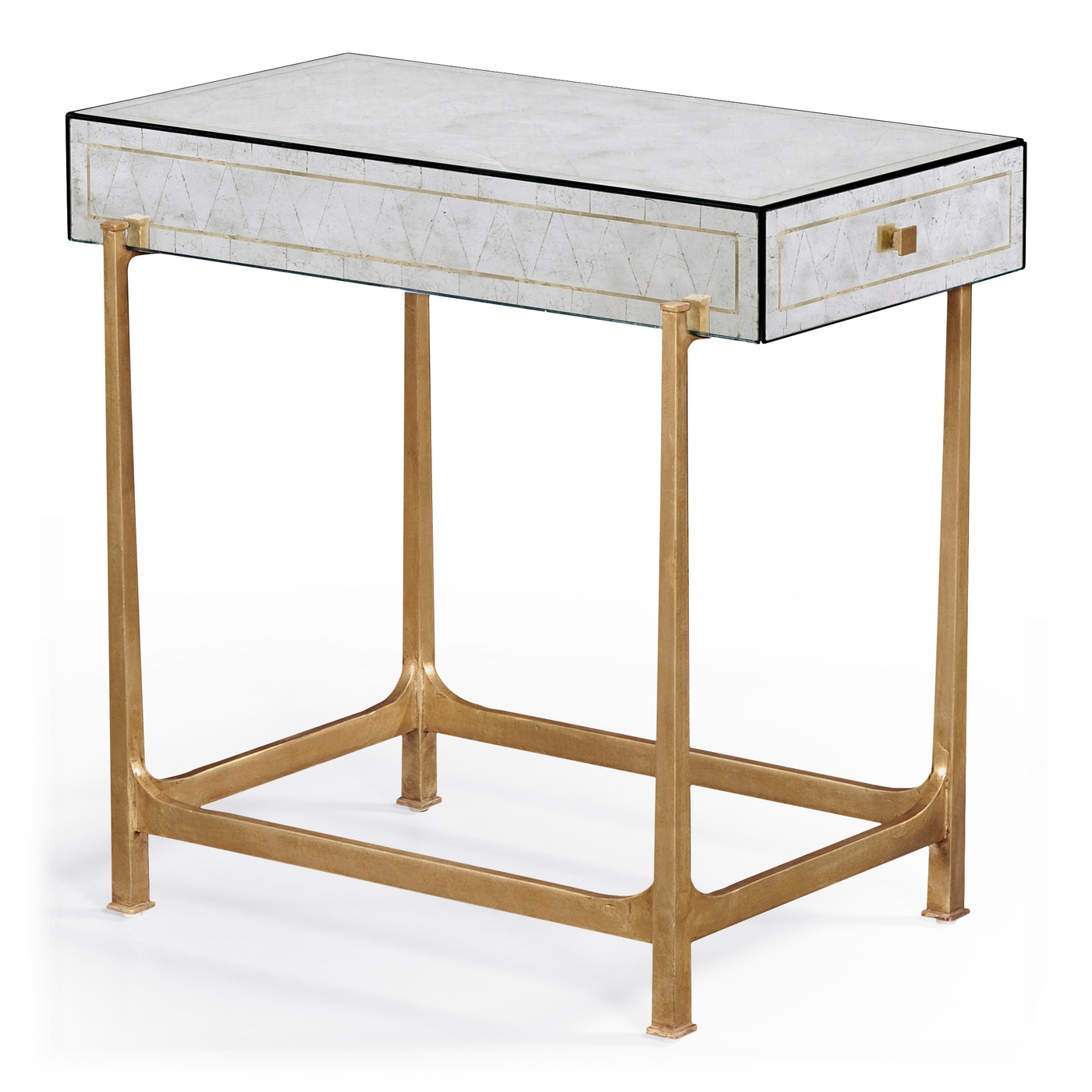 Églomisé & Gilded Iron Box Top Side Table