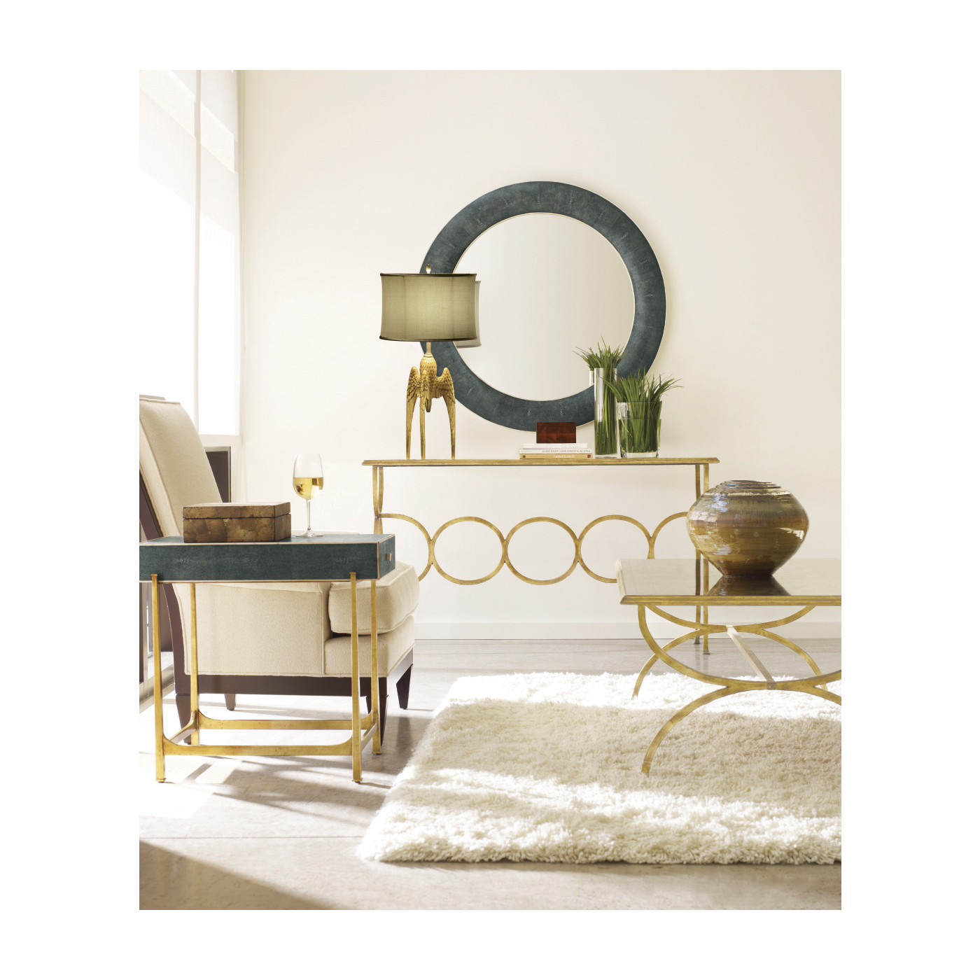 Églomisé & Gilded Iron Box Top Side Table