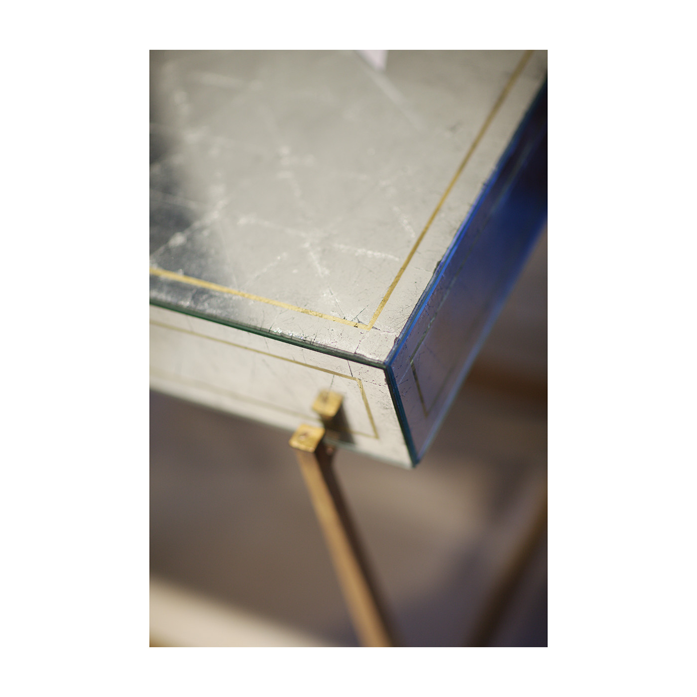 Églomisé & Gilded Iron Box Top Side Table