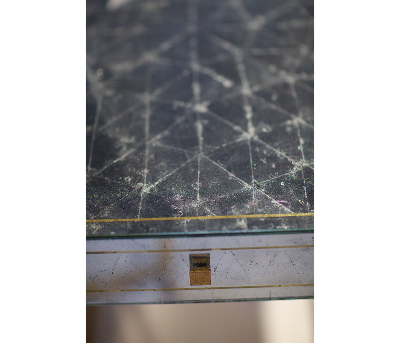 Églomisé & Gilded Iron Box Top Side Table