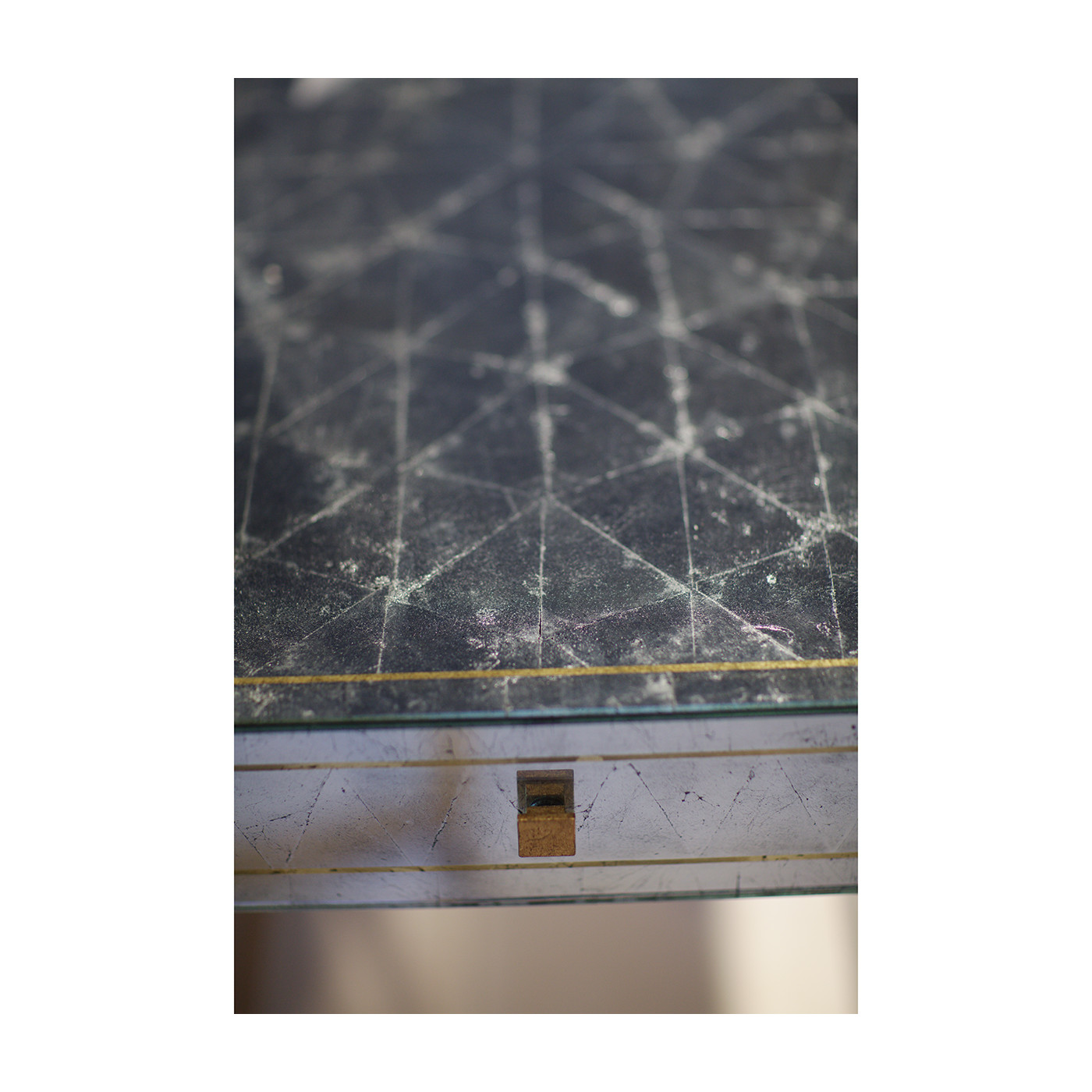 Églomisé & Gilded Iron Box Top Side Table