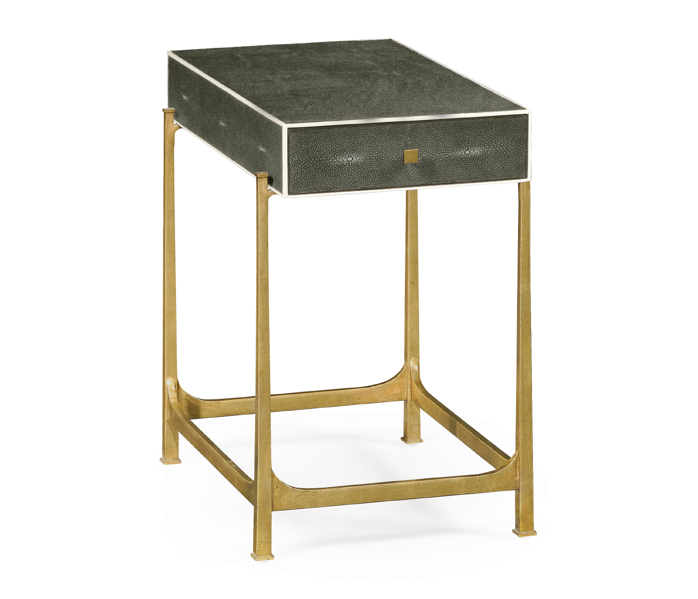 Anthracite Faux Shagreen & Gilded Iron Side Table