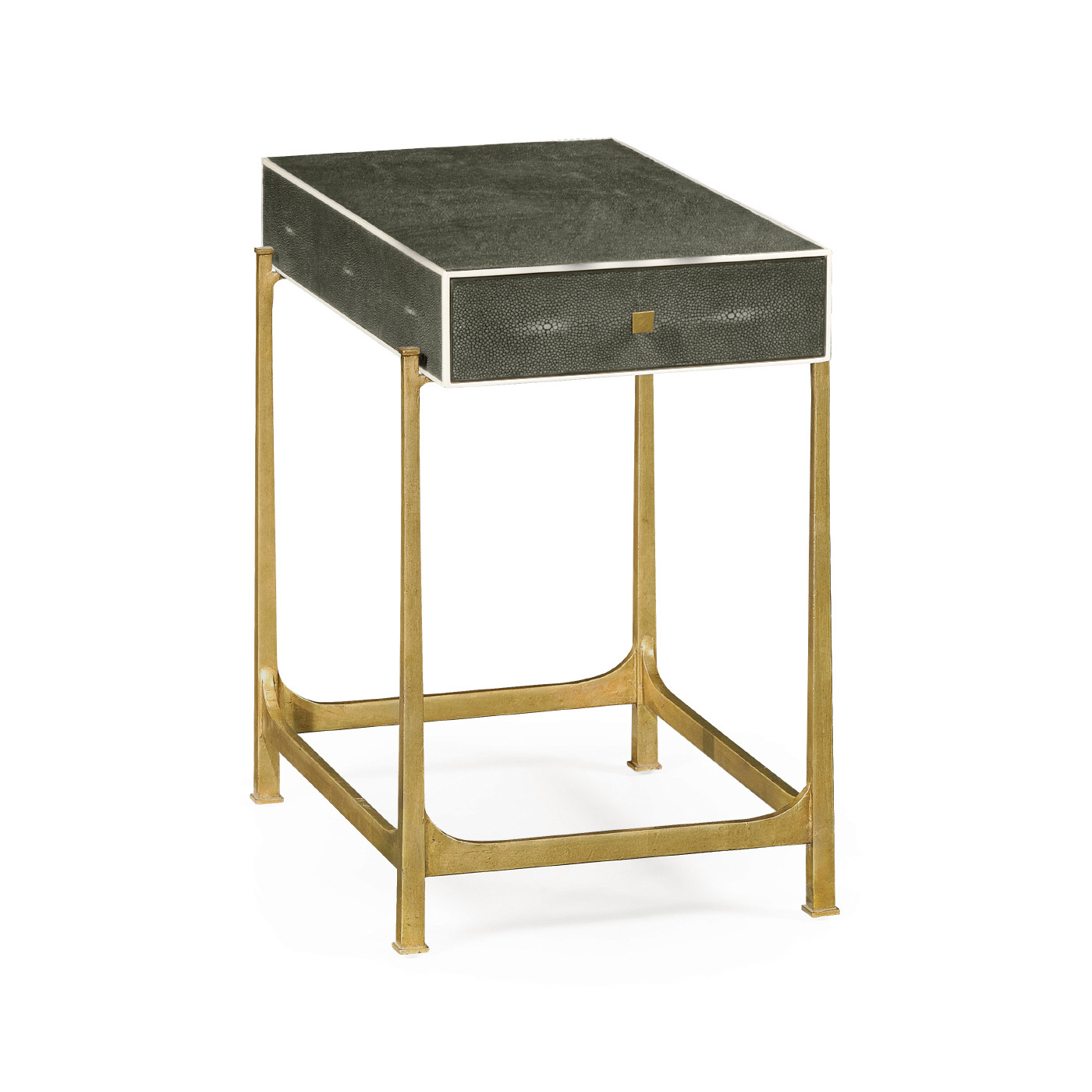 Anthracite Faux Shagreen & Gilded Iron Side Table
