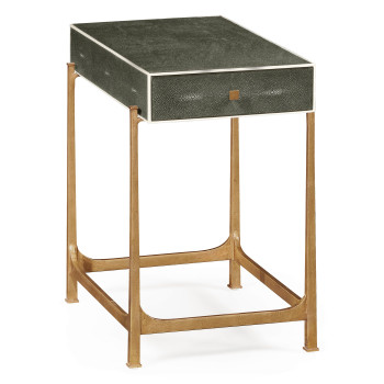 Anthracite Faux Shagreen & Gilded Iron Side Table