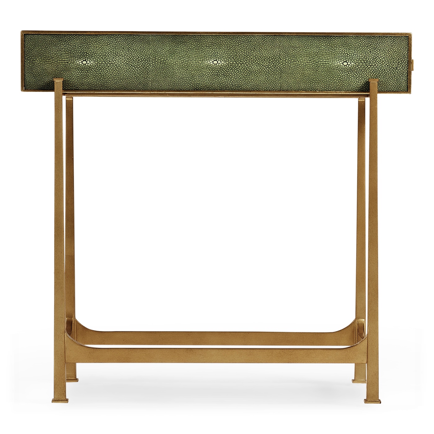 Green Faux Shagreen Gilded Side Table