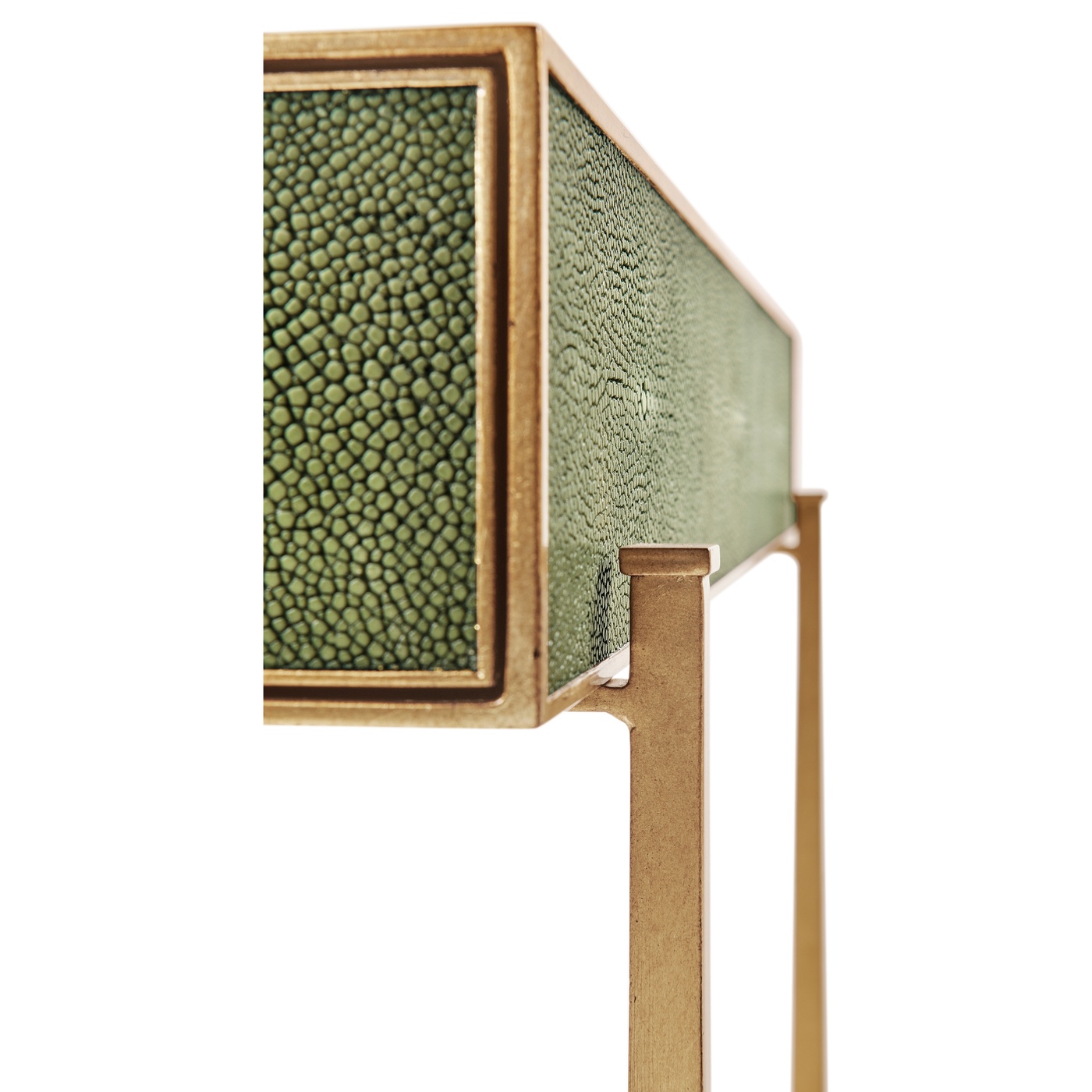 Green Faux Shagreen Gilded Side Table