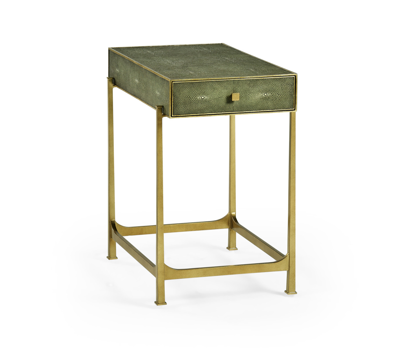 Green Faux Shagreen Gilded Side Table