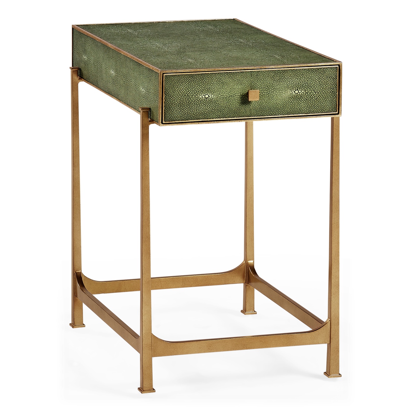 Green Faux Shagreen Gilded Side Table