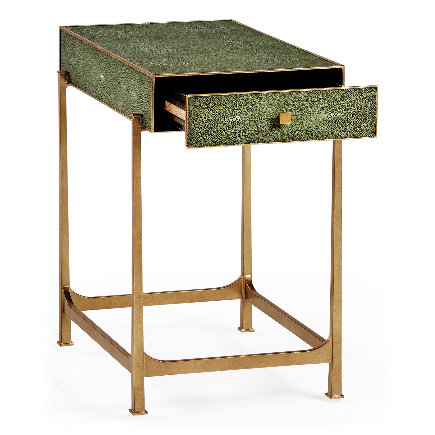 Green Faux Shagreen Gilded Side Table