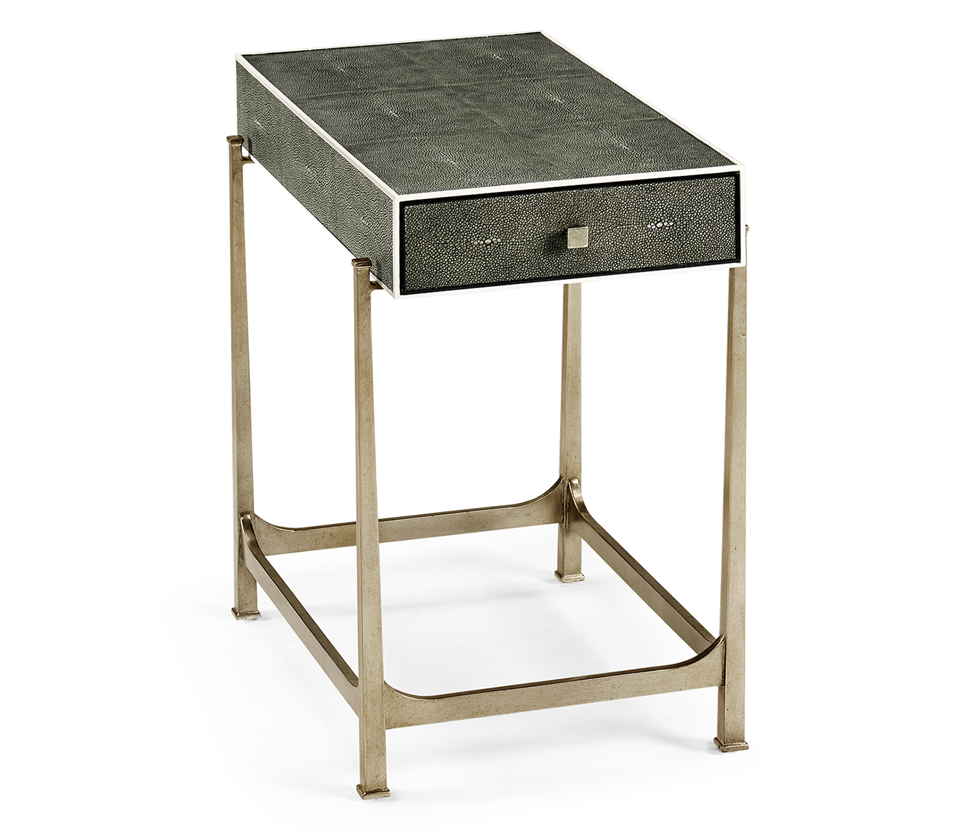 Anthracite Faux Shagreen & Silver Iron Side Table