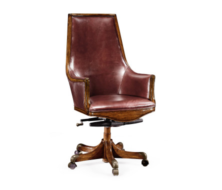 Edwardian High Backed Walnut Office Chair