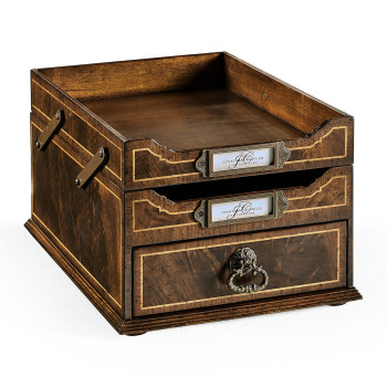 Victorian Style Walnut Letter Tray with Drawer