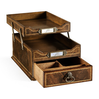 Victorian Style Walnut Letter Tray with Drawer