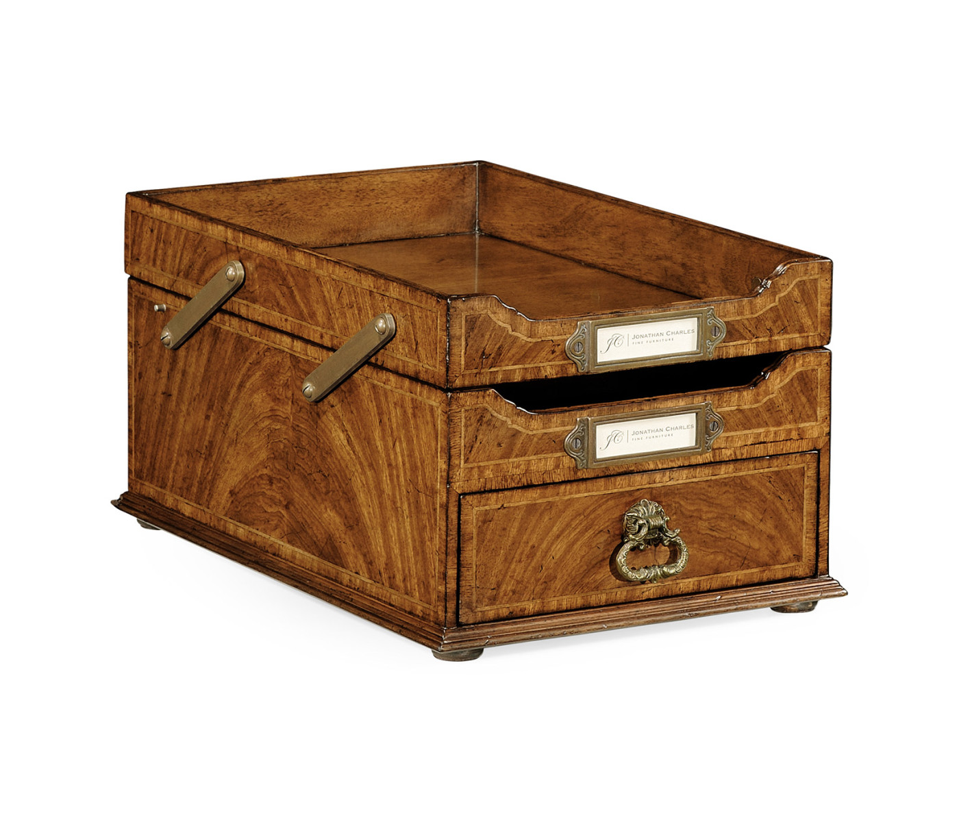 Victorian Style Crotch Walnut Letter Tray with Drawer