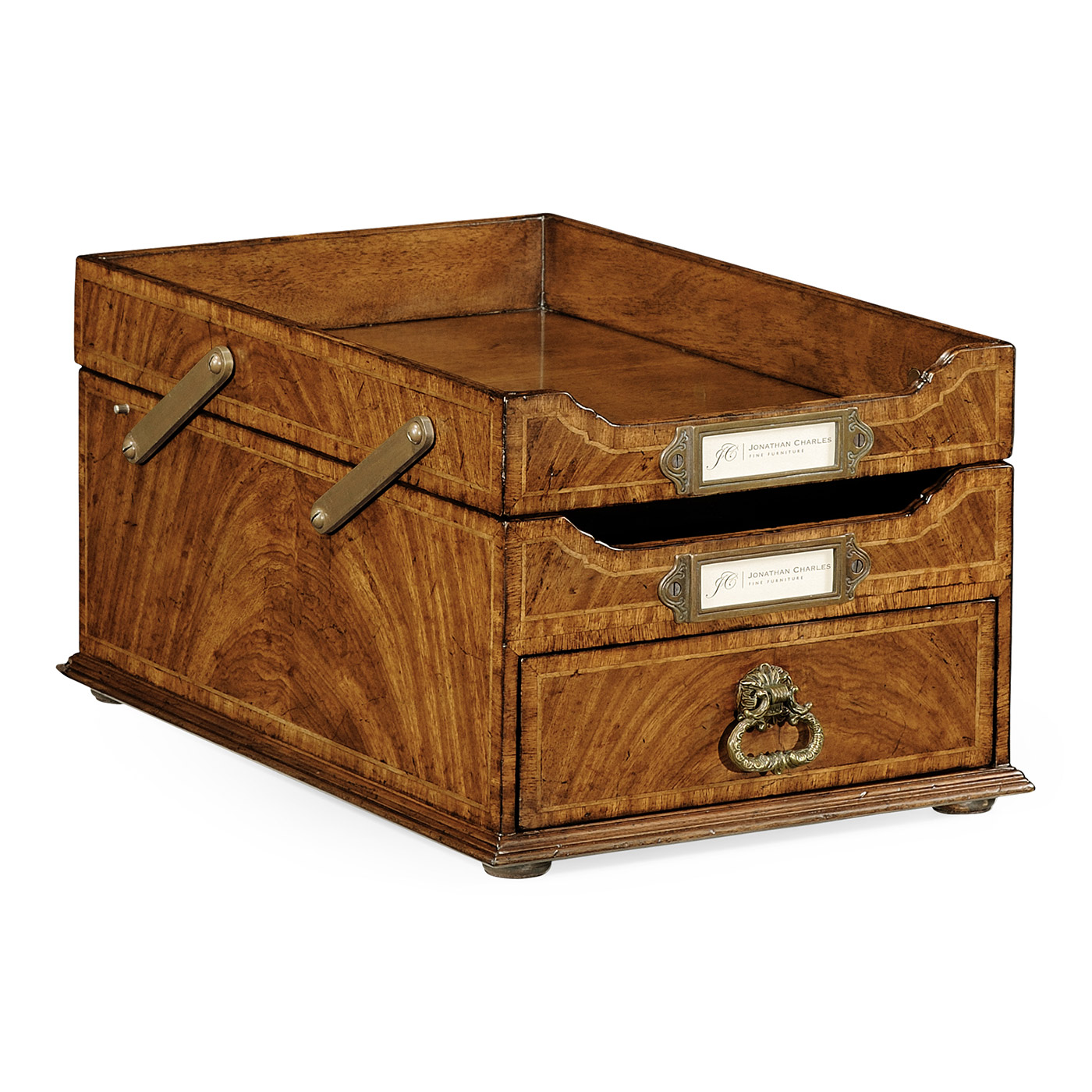 Victorian Style Crotch Walnut Letter Tray with Drawer