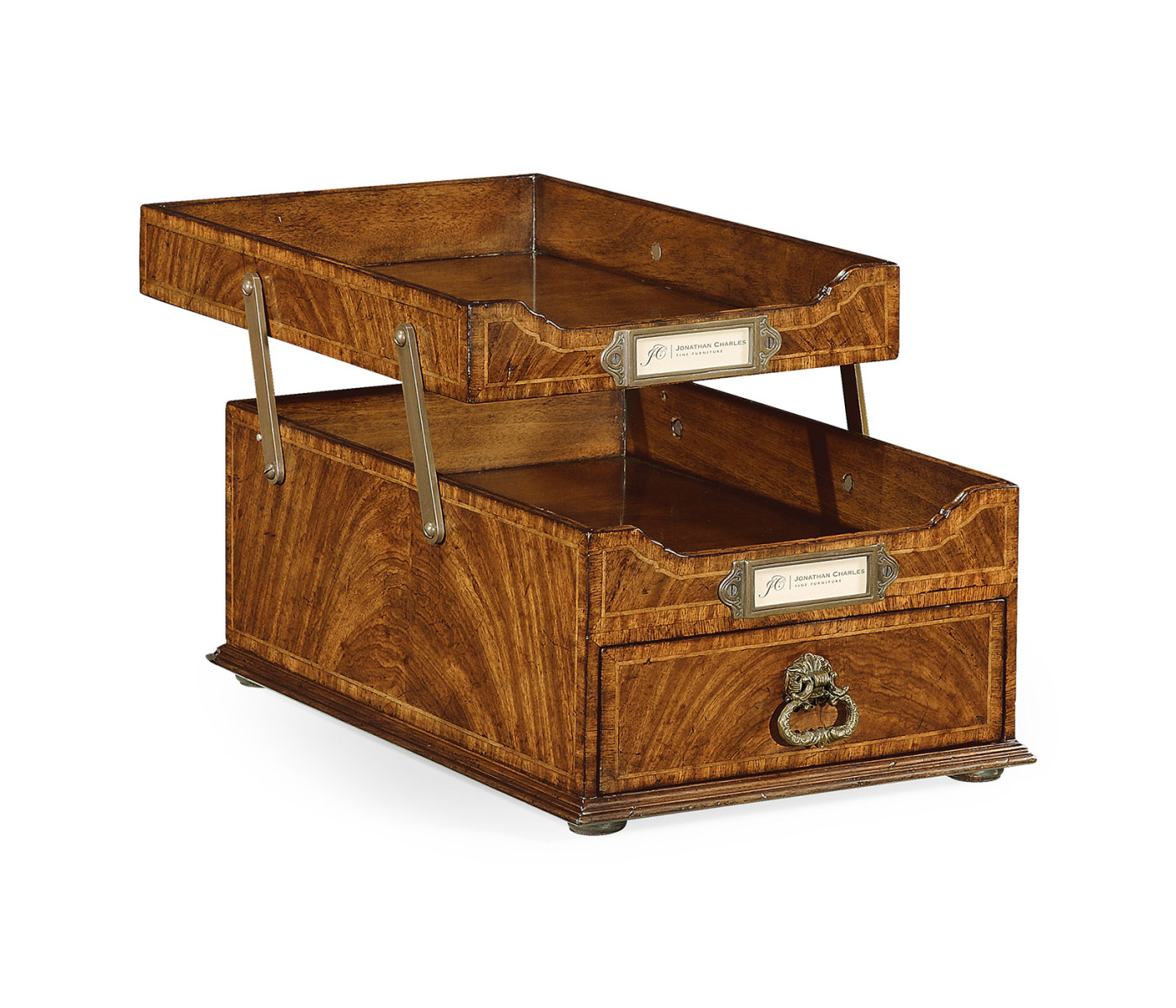 Victorian Style Crotch Walnut Letter Tray with Drawer