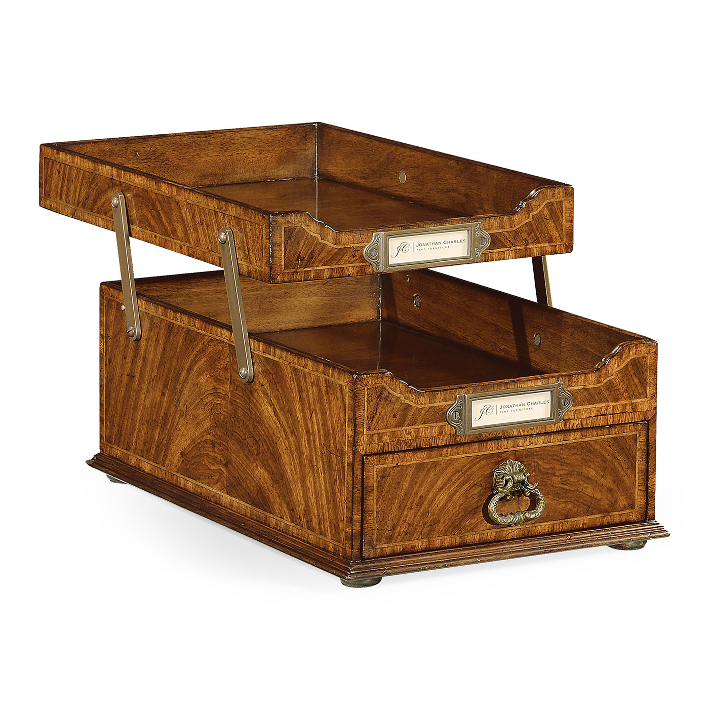 Victorian Style Crotch Walnut Letter Tray with Drawer