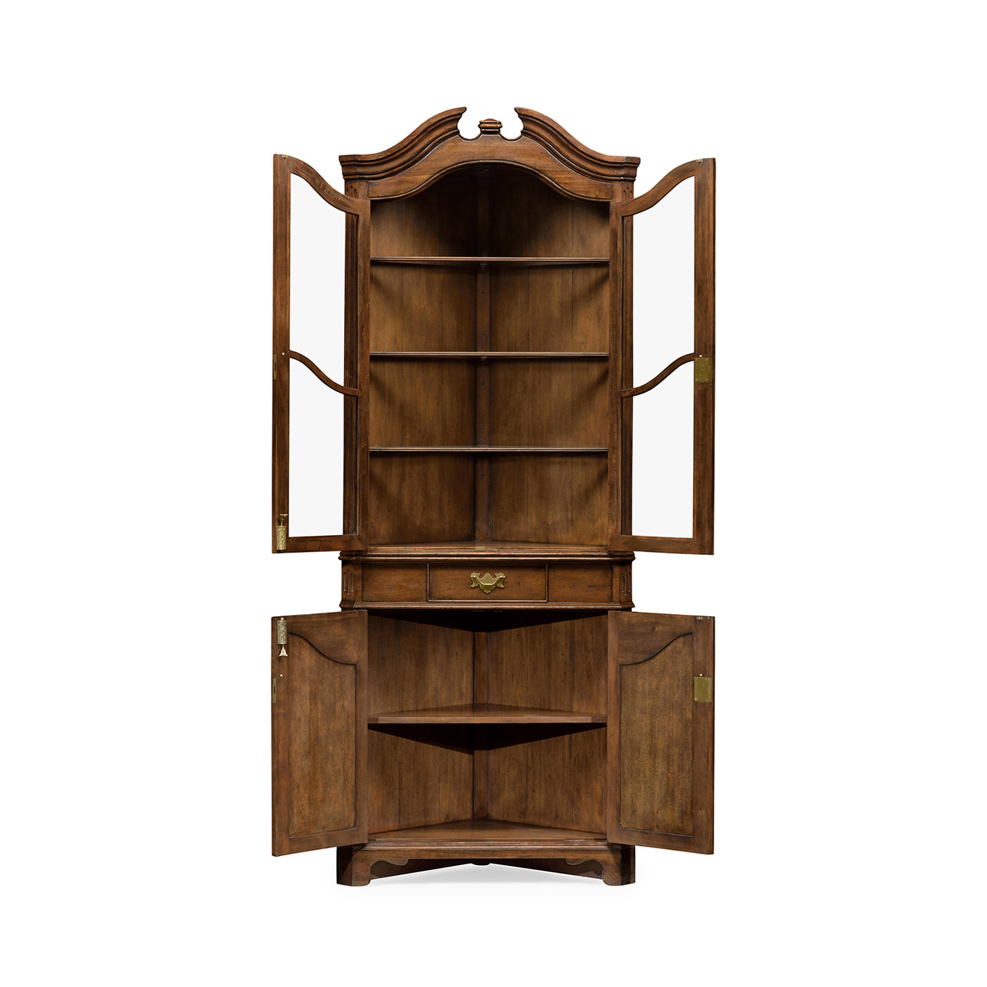 Walnut queen Anne style corner cabinet