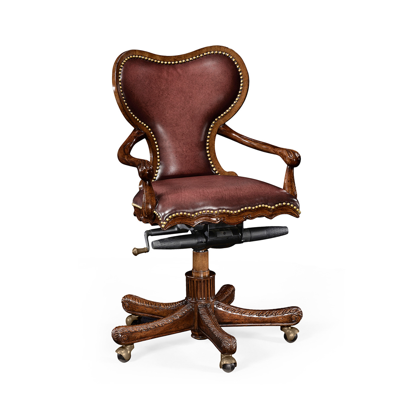Double Lobed Shaped Mahogany Office Chair