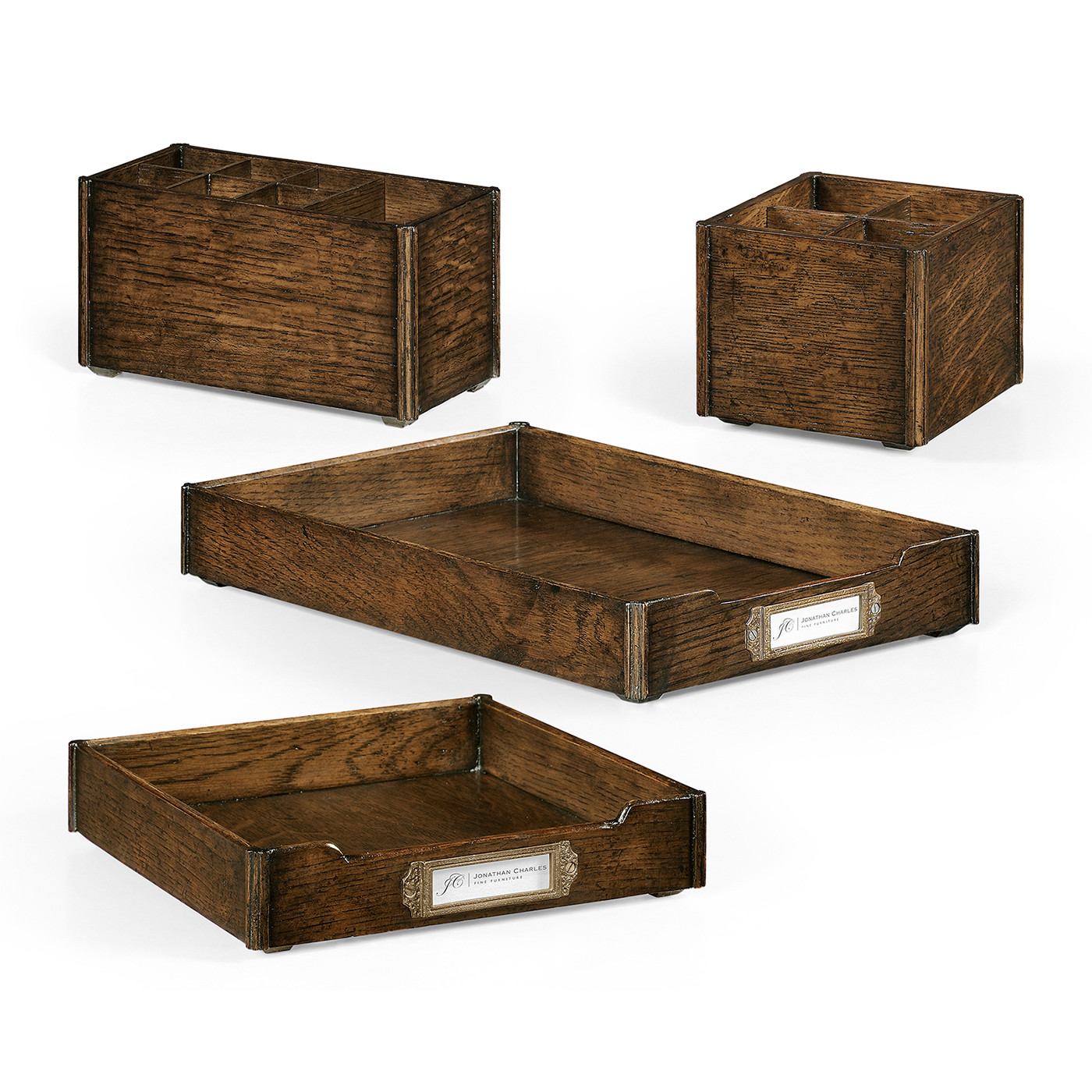 Dark Oak Stationery Organiser Set