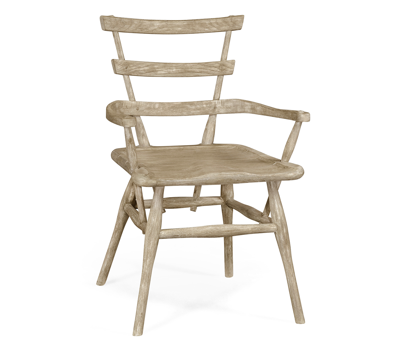 Country Style Grey Oak Arm Chair with Cushion