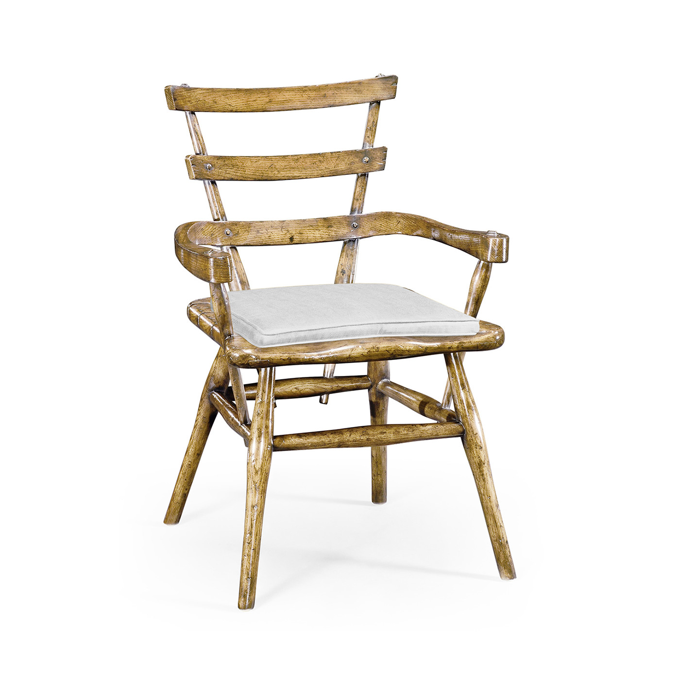 Country Style Natural Oak Arm Chair with Cushion