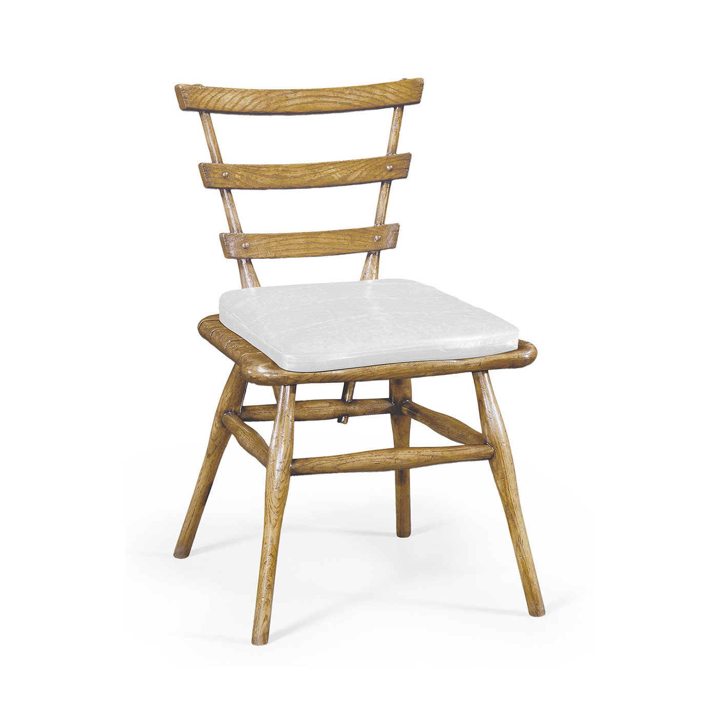 Country Style Natural Oak Side Chair With Cushion