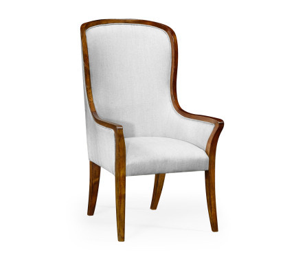 High Curved Back Walnut Dining Arm Chair