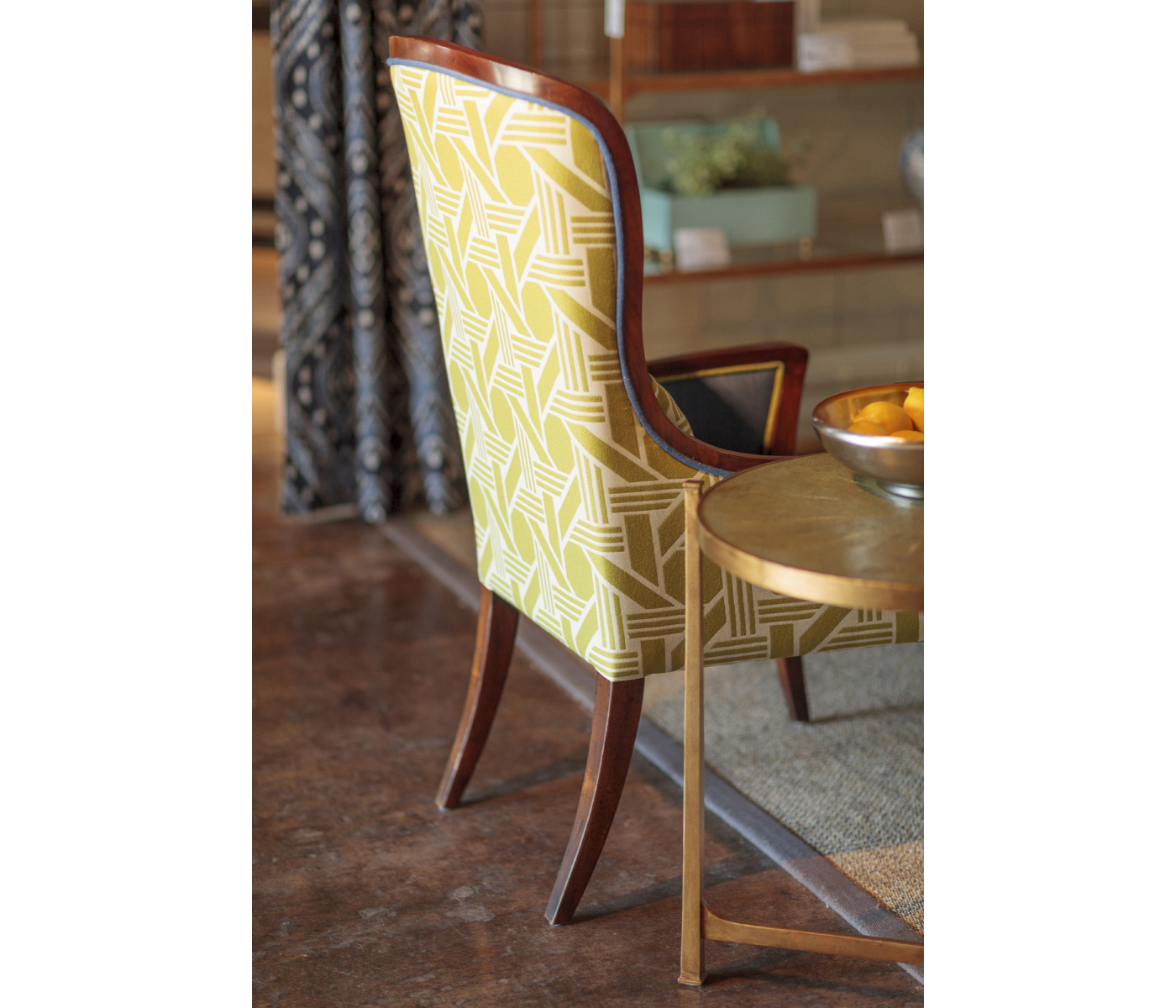 High Curved Back Walnut Dining Side Chair