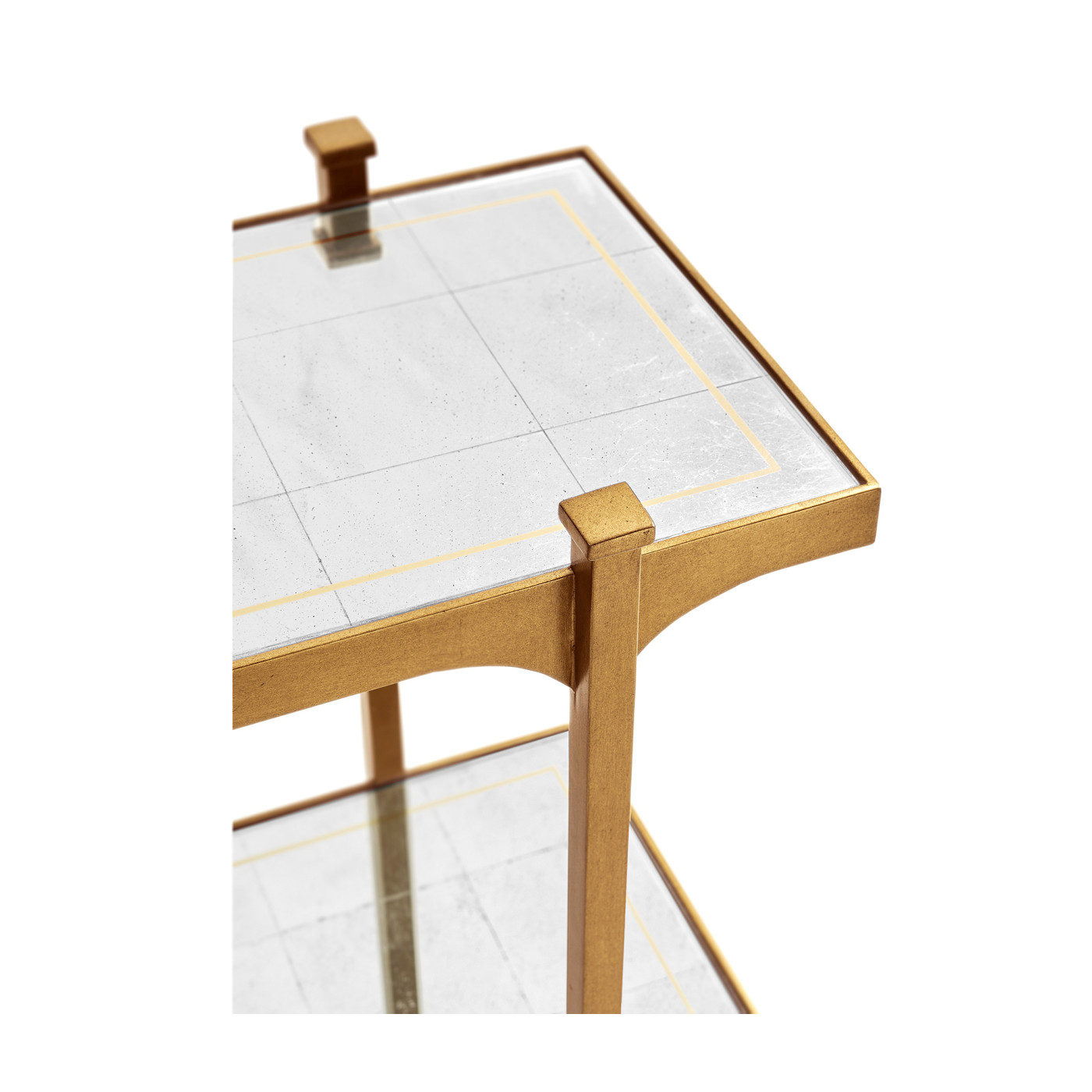 Églomisé & Gilded Iron Four-Tier Étagère