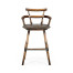 Dark Brown Oak Arm Bar Stool with Studded Haven Leather Seat