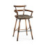Dark Brown Oak Arm Bar Stool with Studded Haven Leather Seat