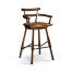 Dark Oak Arm Bar Stool with A Studded Dark Antique Leather Seat