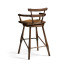 Dark Oak Arm Bar Stool with A Studded Dark Antique Leather Seat