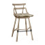 Grey Oak Side Bar Stool with a Studded Dark Grey Leather Seat