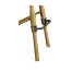 Natural Oak Side Bar Stool with a Studded Antique Chestnut Leather Seat