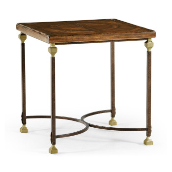 Argentinian Walnut Parquetry & Iron Side Table