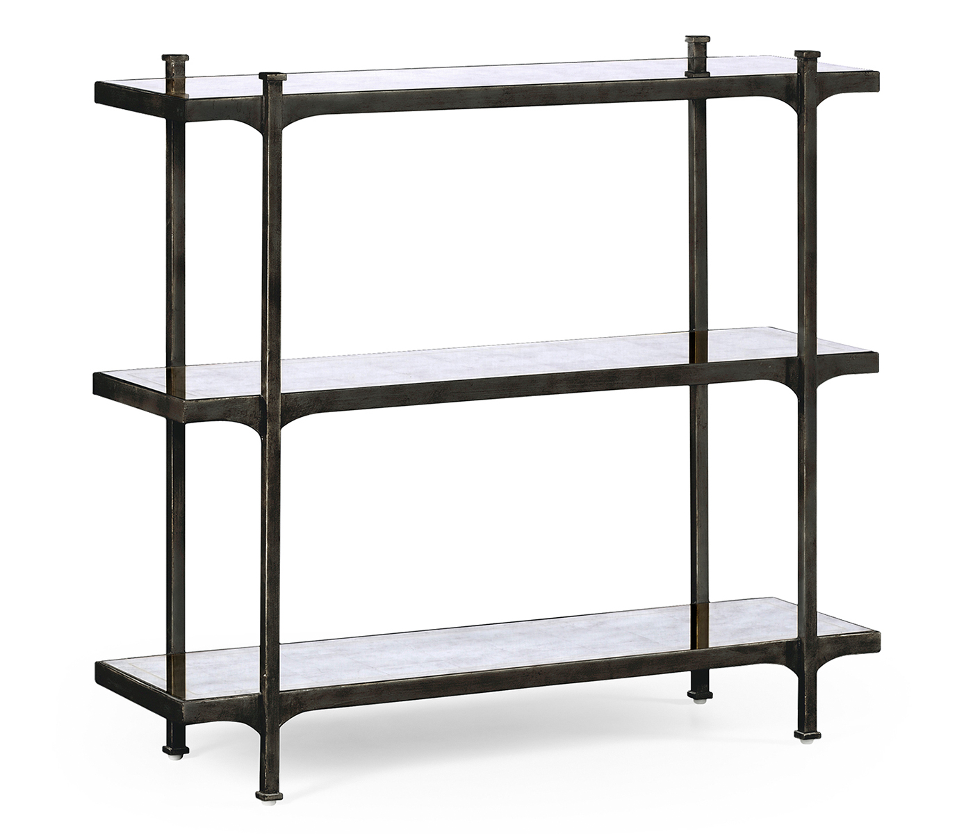 Églomisé & Bronze Iron Three-Tier Étagère